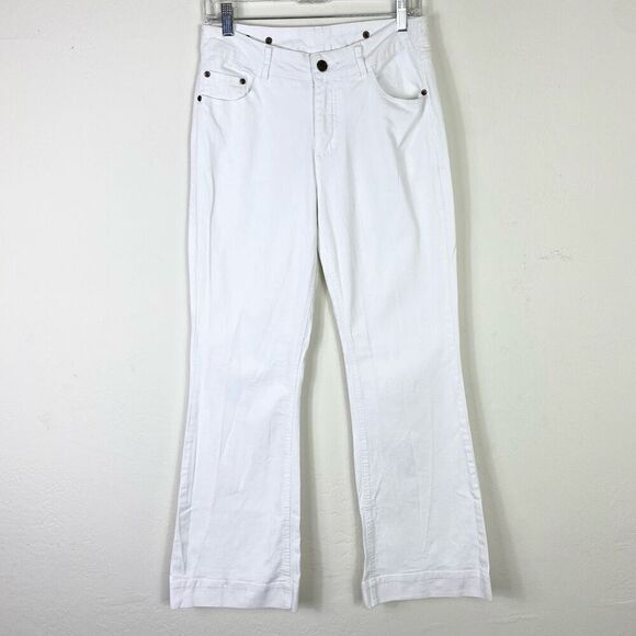 Soft Surroundings White Denim Wide Flare Leg Jeans Size M - Picture 1 of 6